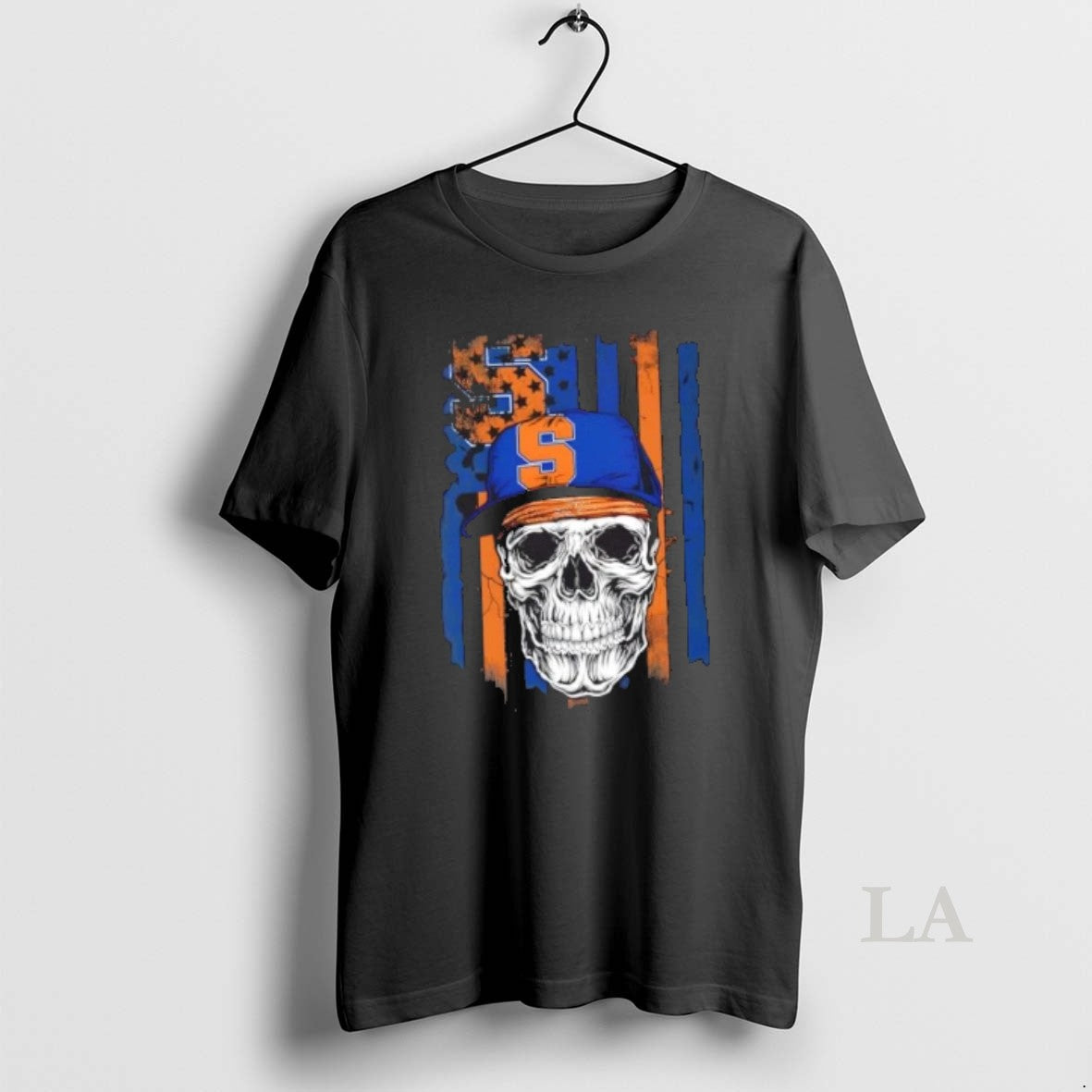 Original Skull Wearing A Cap Syracuse Orange Us Flag T-Shirts, Hoodie, Sweatshirt | DripVista.com