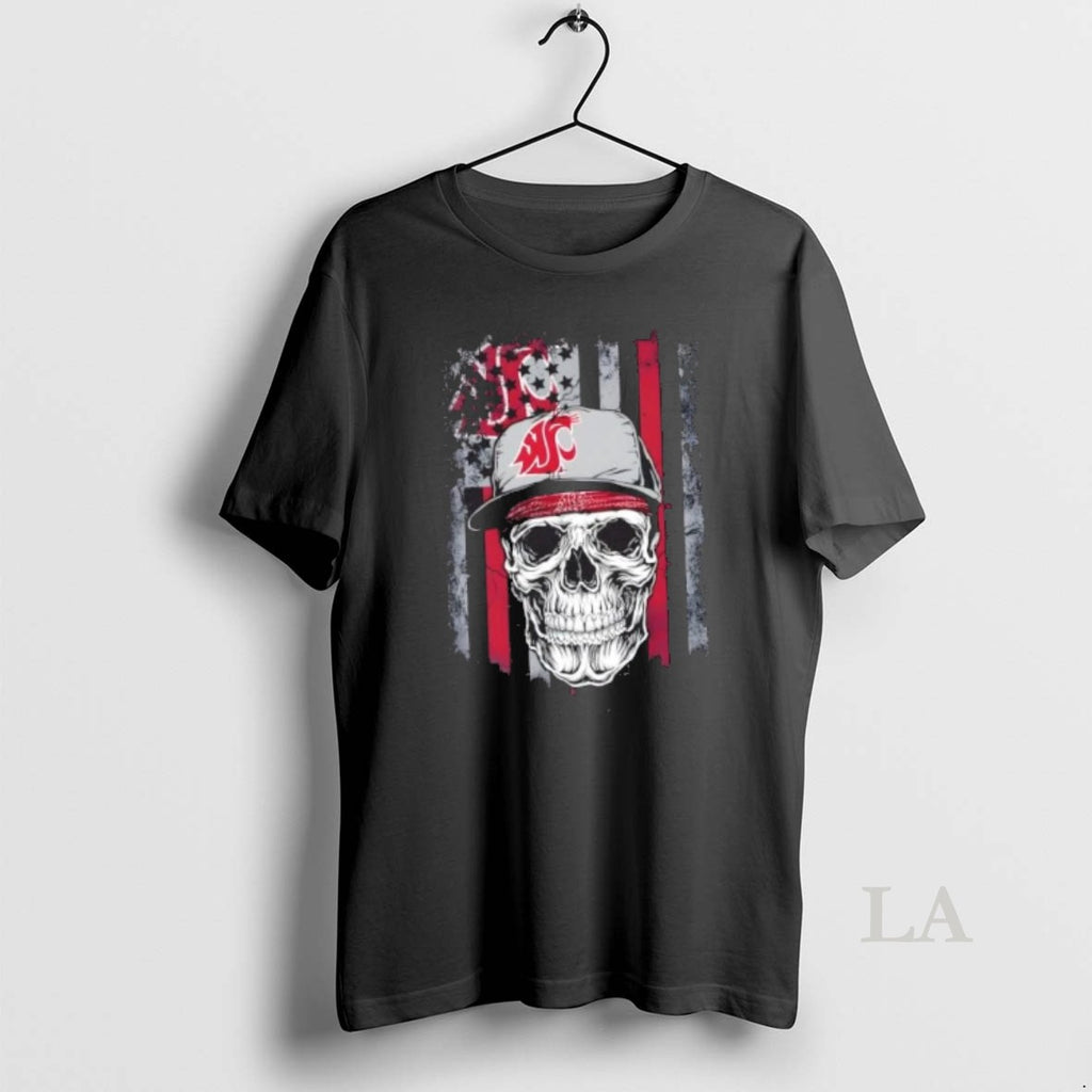 Original Skull Wearing A Cap Washington State Cougars Us Flag T-Shirts, Hoodie, Sweatshirt | DripVista.com