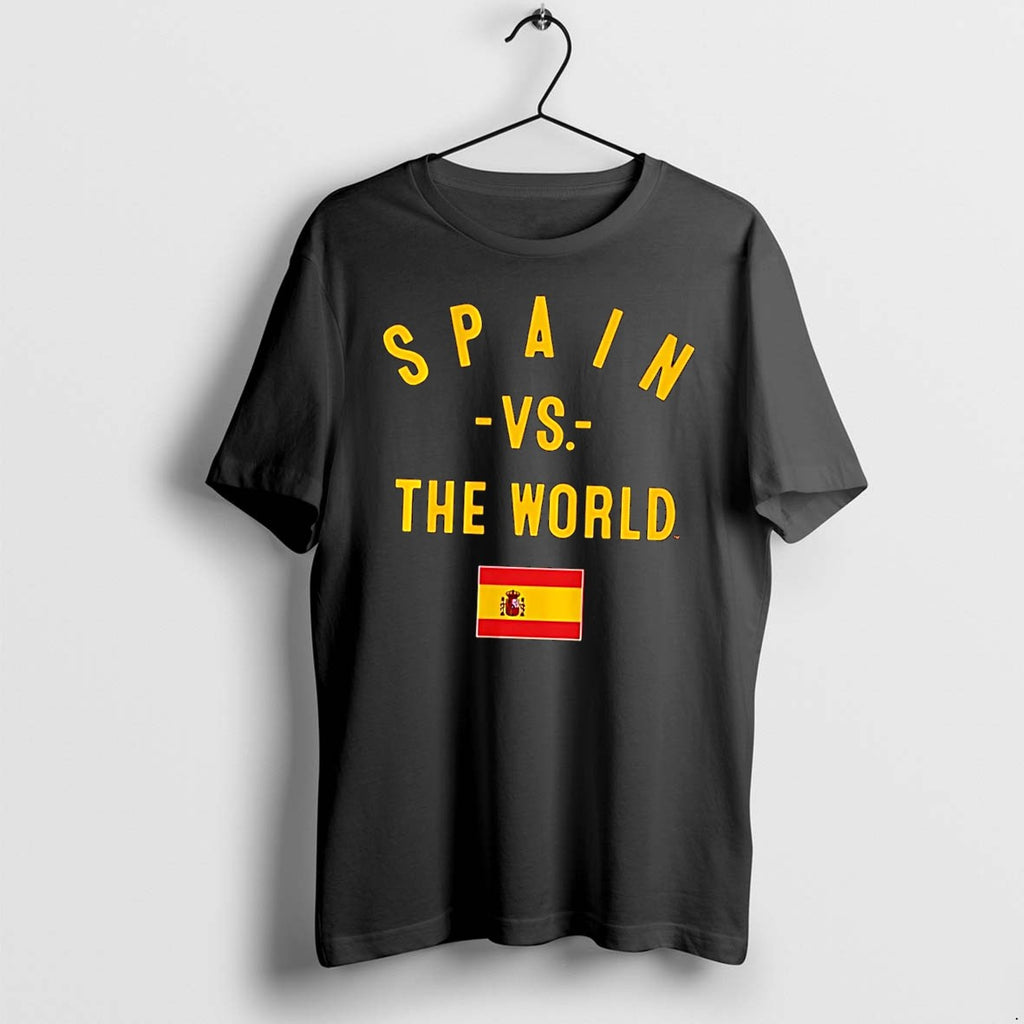 Original Spain Vs The World Flag Black Tshirts Jpg