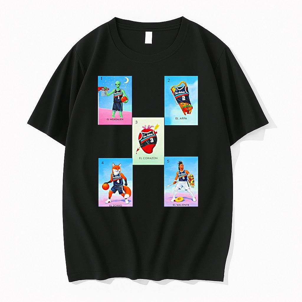 Original Spurs Loteria El Wembalien Al Corazon El Arpa San Antonio Spurs Basketball Graphic Tshirts
