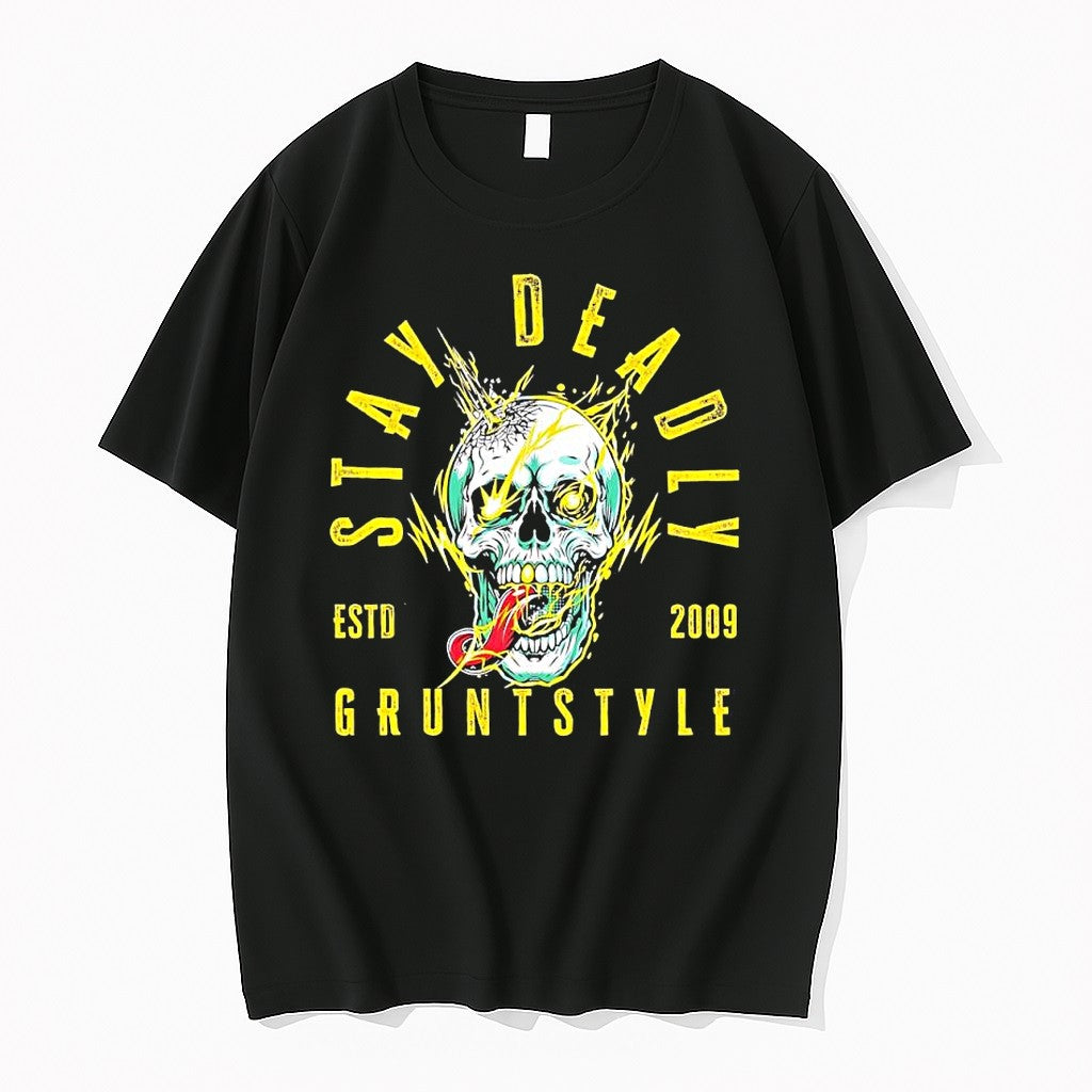 Original Stay Deadly Grunt Style Estd 2009 Skull Lightning Tshirts Jpg