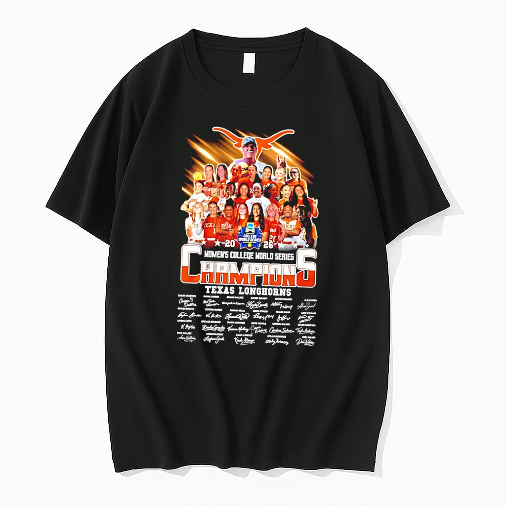 Original Texas Longhorns Womens College World Series Champions 2026 Signatures Tee Tshirts