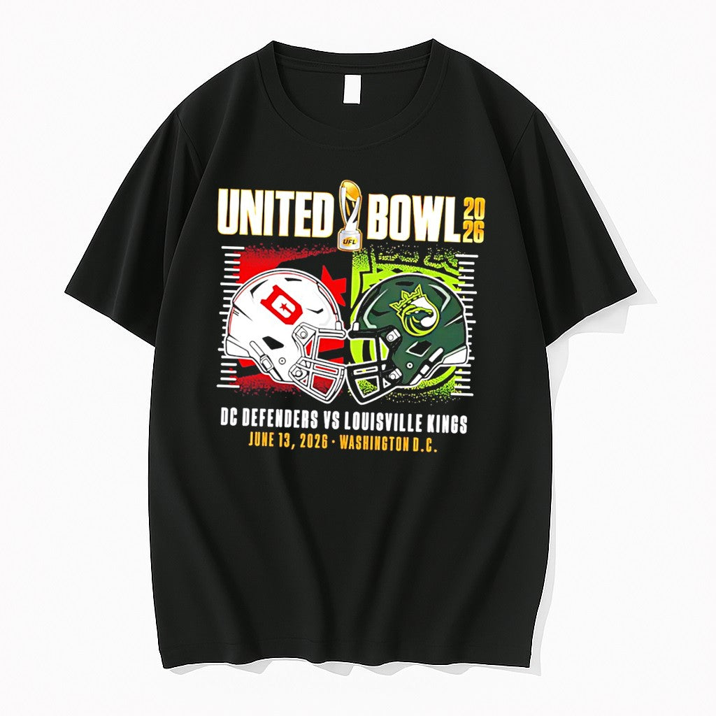 Original Ufl United Bowl 2026 Dc Defenders Vs Louisville Kings Helmets Tee Tshirts