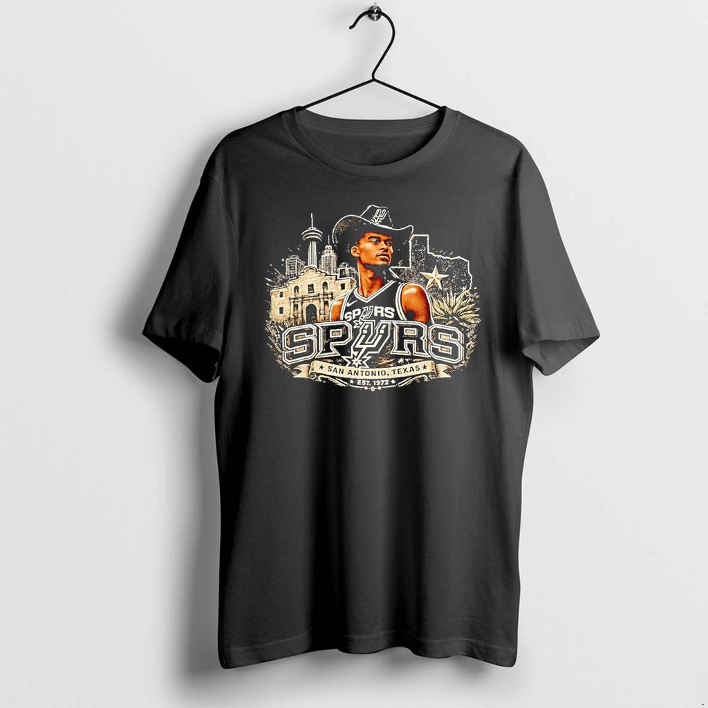 Original Victor Wembanyama San Antonio Spurs Cowboy Hat Alamo Texas Est 1972 Tshirts