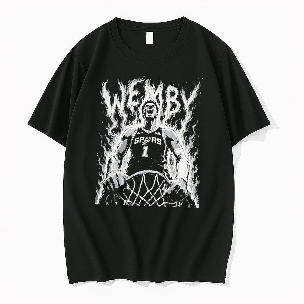 Original Victor Wembanyama Wemby One San Antonio Spurs Basketball Black Tshirts