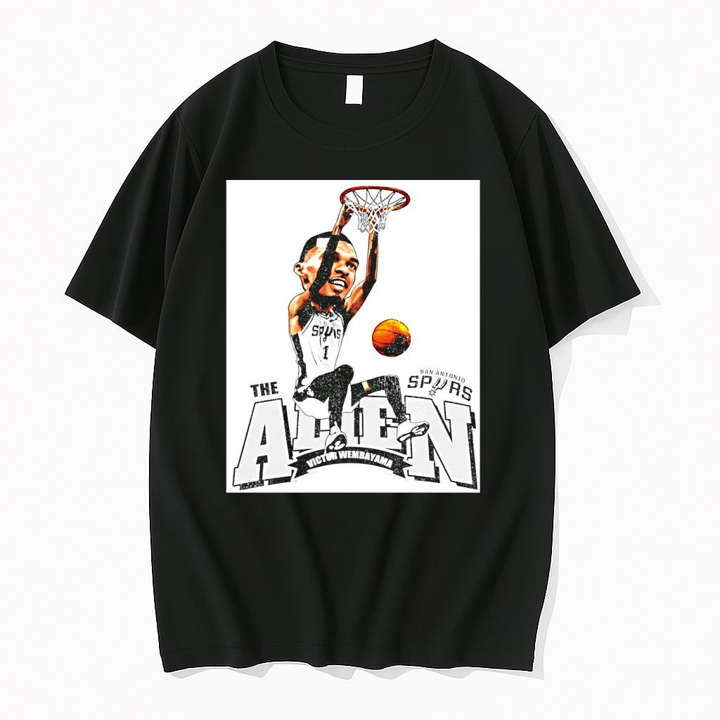 Original Victor Wembanyama The Alien Caricature San Antonio Spurs Basketball Nba Vintage Tshirts