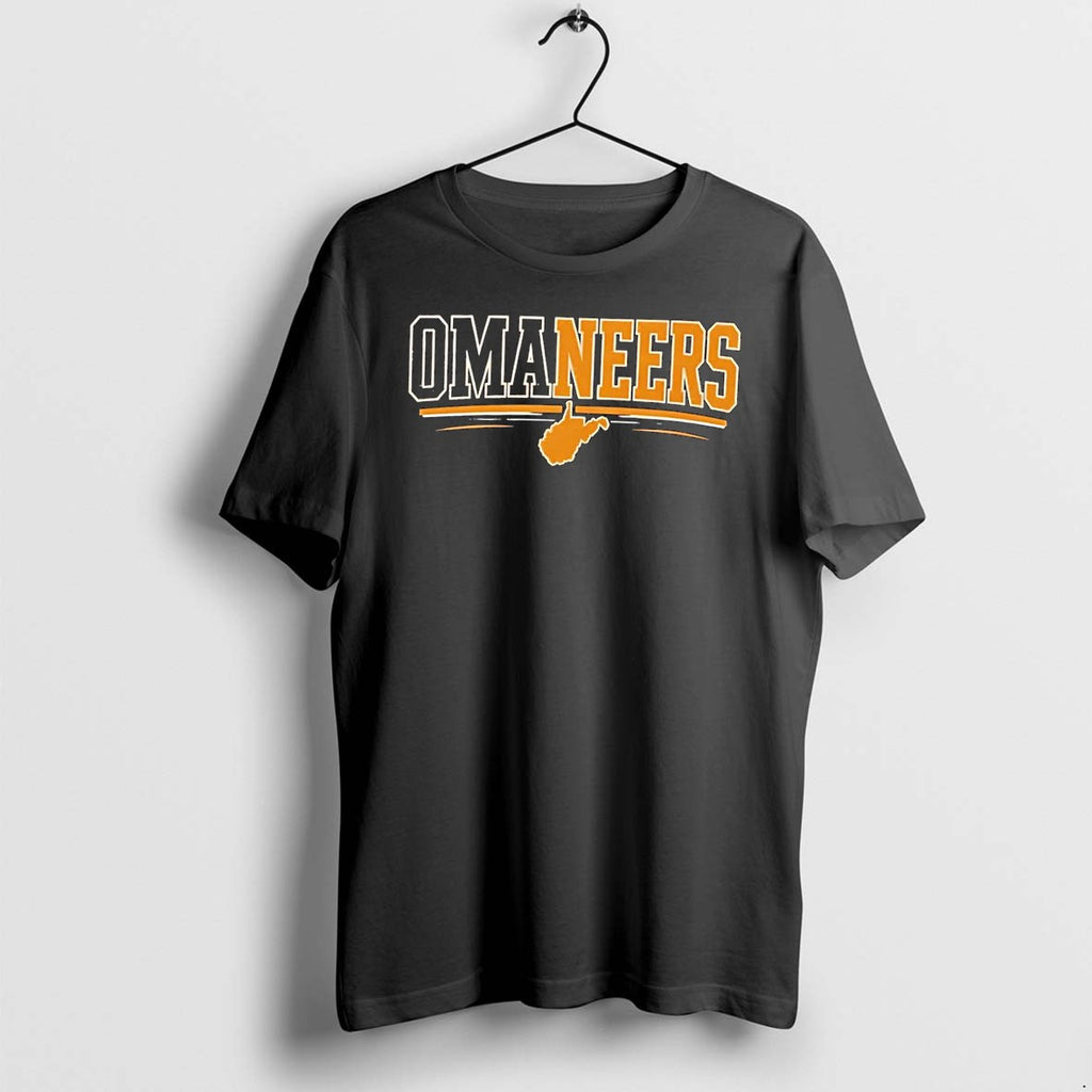 Original West Virginia Sports Apparel Omaneers West Virginia Map Black Tshirts