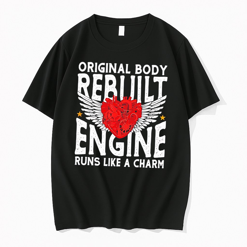 Original Body Rebuilt Engine Runs Like A Charm Winged Mechanical Heart Tee Tshirts