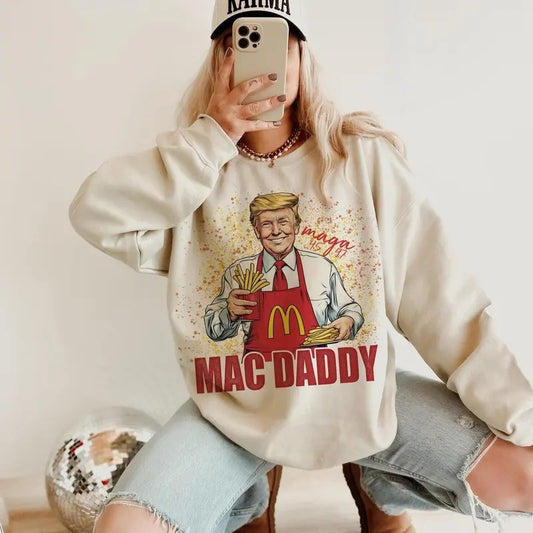 Original funny trump fries making fries humor middle class Kamala election maga 2024 voter republican fast food Mac daddy hamburger png