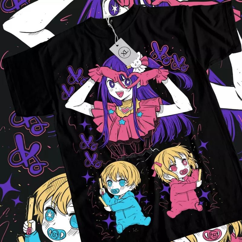 Oshi No Ko Anime T-Shirt & Sweatshirt, Ai Hoshino Waifu Girl Graphic Tee, Anime Manga Lover Gifts Ball Comfort