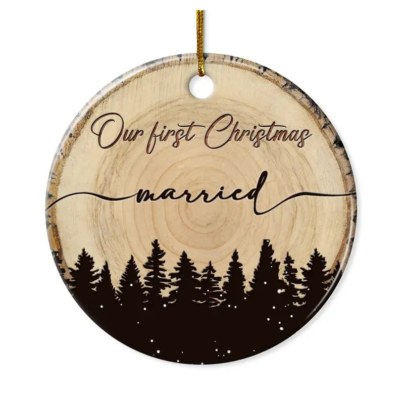 Our First Xmas Ornament, Round Ceramic Keepsake, Ideal for Boyfriend, Girlfriend, Lover, Husband, Jumpman Wife, Perfect...