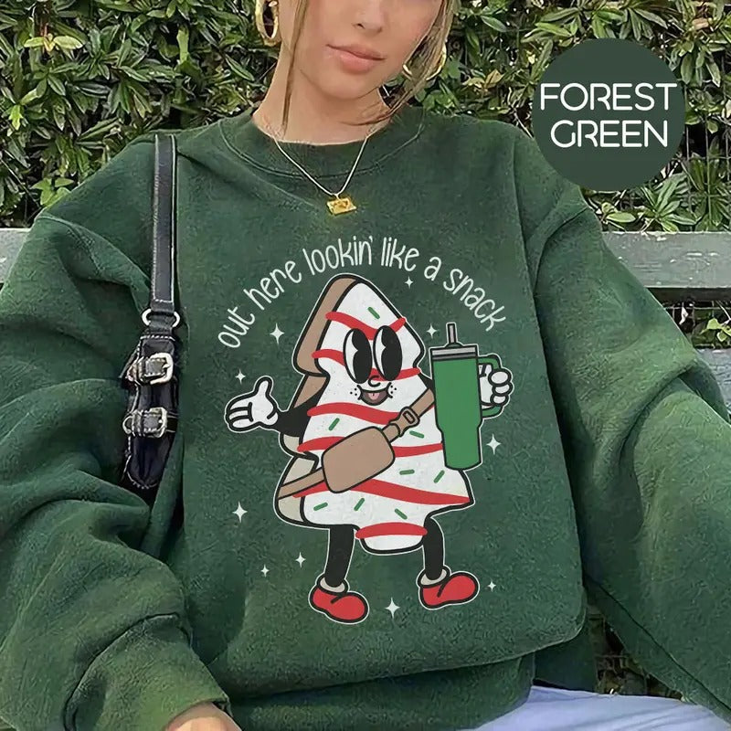 Out Here Lookin Like A Snack Sweatshirt, Boojee Christmas Shirt, Christmas Tree Cake, Funny Christmas Gift