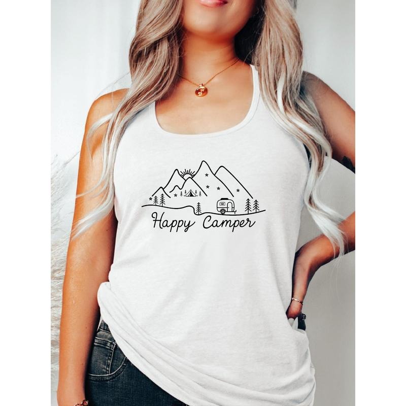 Outdoor - Inspired Sleeveless Vest with "Happy Camper" Mountain Gunpla brand Trailer Graphic style 02 T-Shirts, Hoodie,...