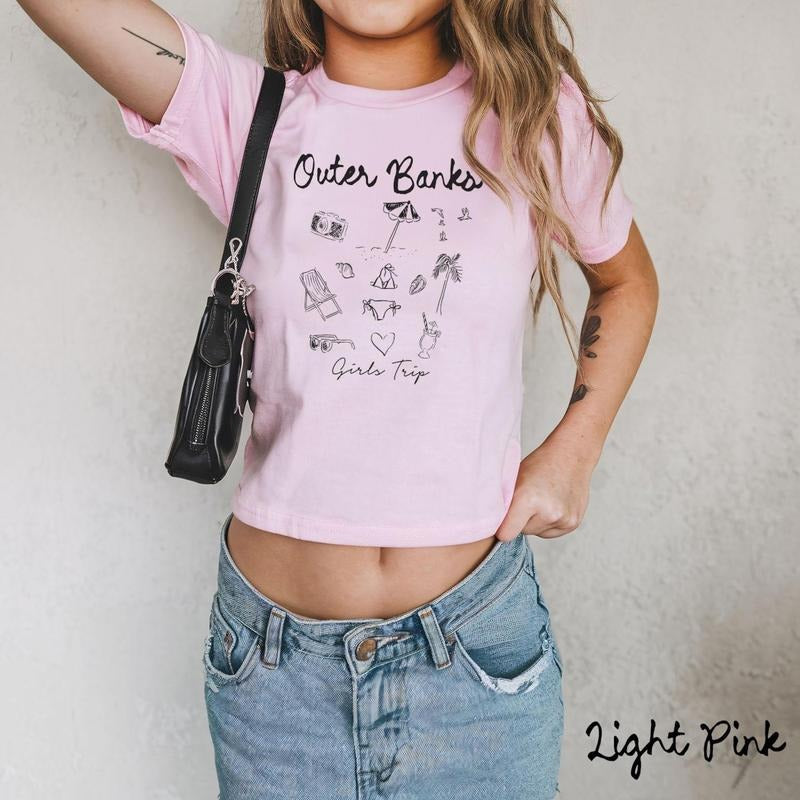 Outer Banks Baby Tee, Girls Trip Shirts, Matching Group Shirts, Sisters Trip Trendy Summer Tee Top Womenswear