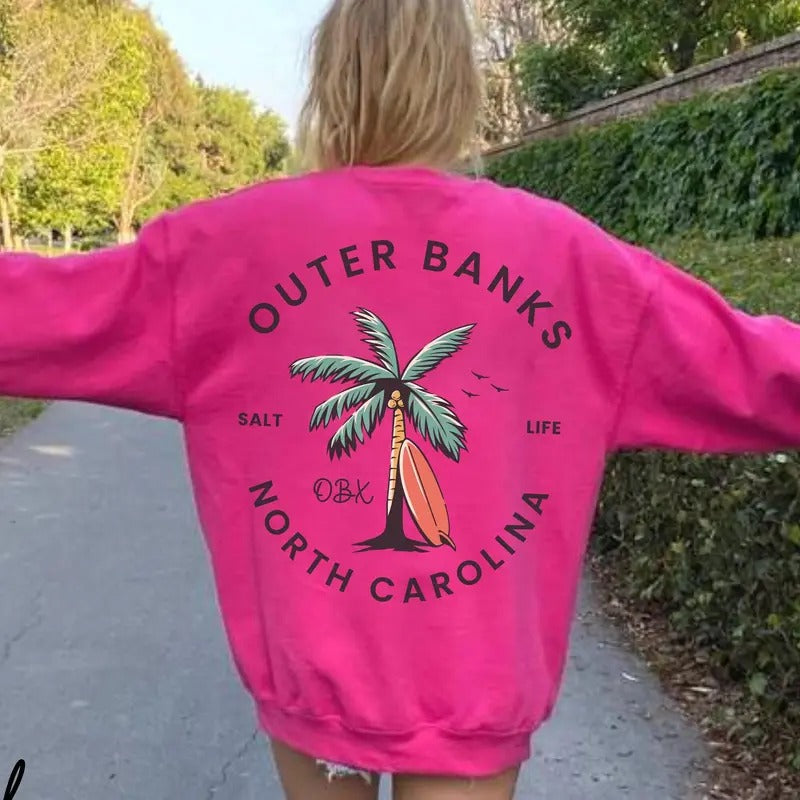 Outer Banks Sweatshirt Preppy Clothes Coconut Girl Aesthetic Vsco Clothes Y2K Sweats Trendy Surf Shop Aesthetic Beach Crewneck Vsco Girl
