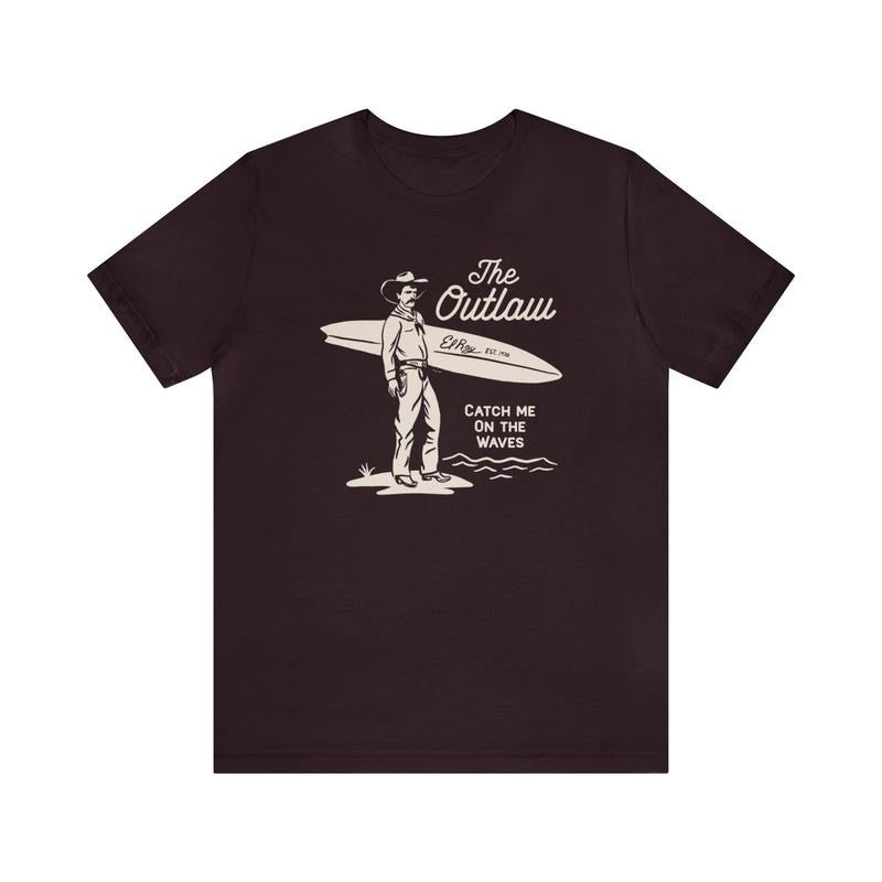 Outlaw Surfer El Ray Art Unisex Short Sleeve Tee, Cowgirl Fashion, Cowgirl Shirt, Vintage Cowgirl, Vintage Western...