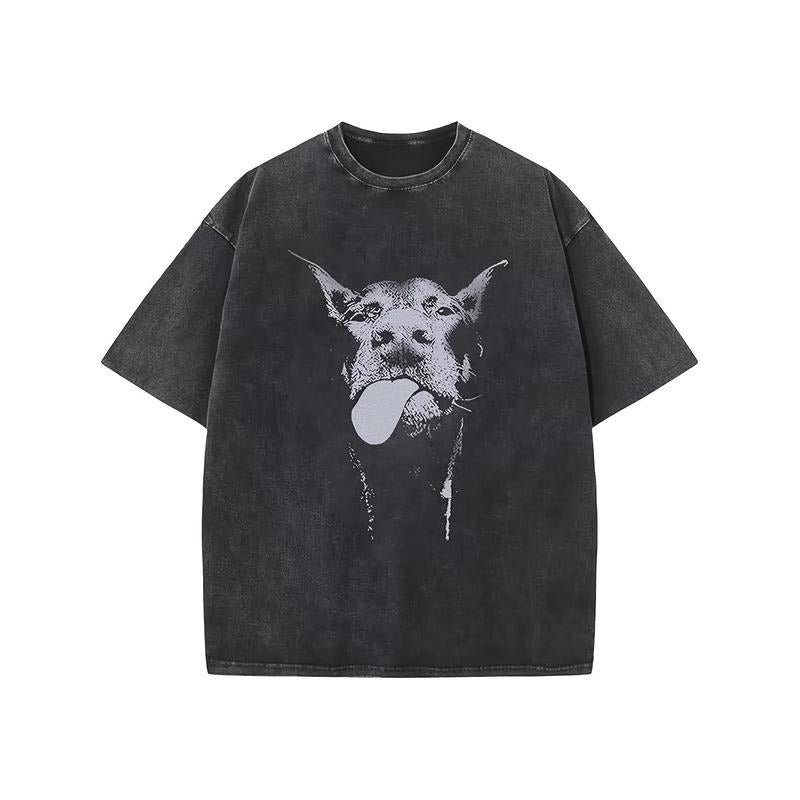 Oversized Graphic Tees Vintage Shirt Baggy Cotton Acid Wash T-Shirts Harajuku Streetwear Grunge TNF Top Washed Short...