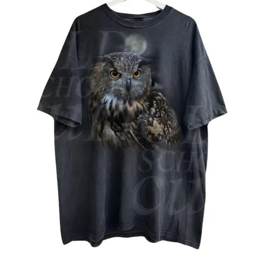 Owl Vintage Graphic T-shirts, Retro Owl Moon Tshirt, Owl Lovers, Alpha Male Tee, Retro 2000s Nature Shirt Menswear Top Underwear Short Sleeve