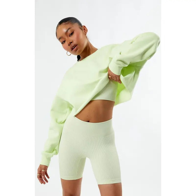 PAC 1980 Women's Raw Cut Cropped Crew Neck Sweatshirt T-Shirts, Hoodie | DripVista.com