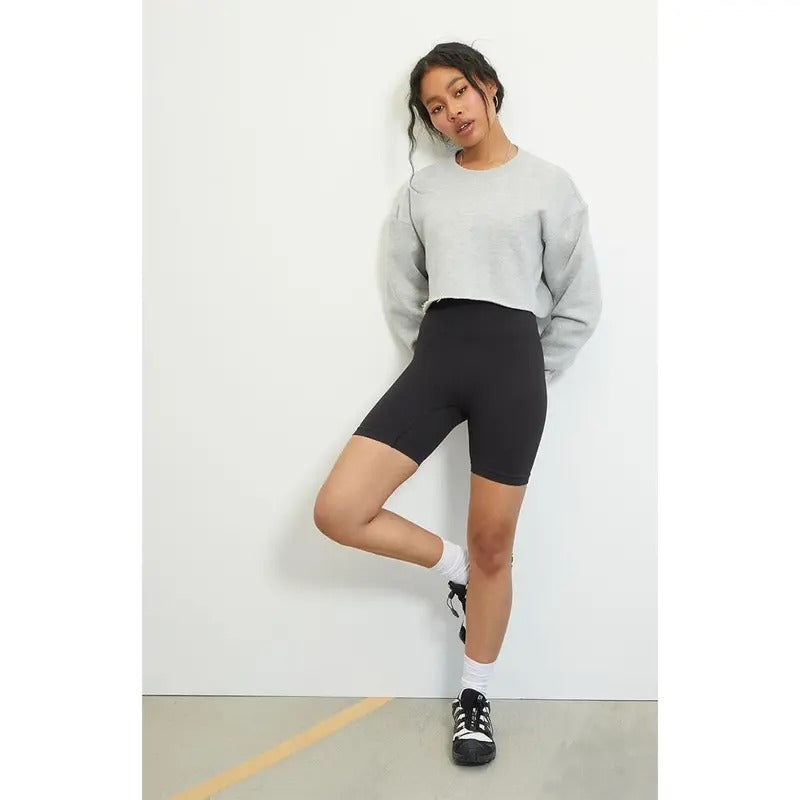 PAC 1980 Women's Raw Hem Cropped Crew Neck Sweatshirt T-Shirts, Hoodie | DripVista.com