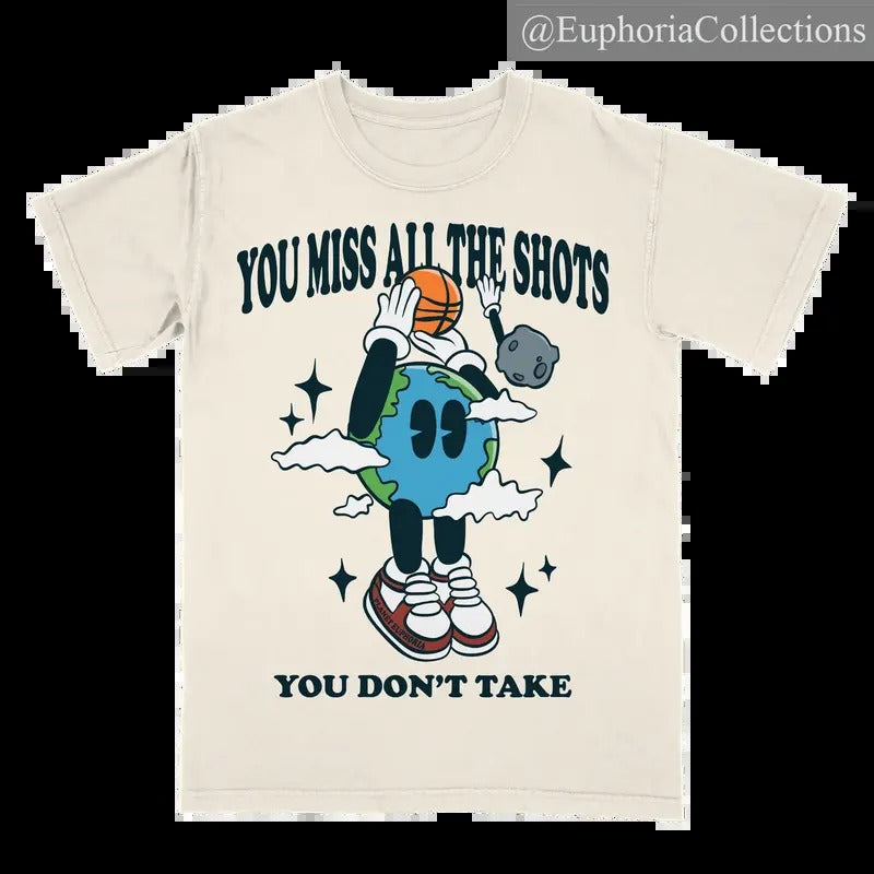 PE You Miss All The Shots Tee Planet Euphoria Shirt, Vintage Style 90s Retro Unisex Streetwear Tee , Retro Chic Tee...