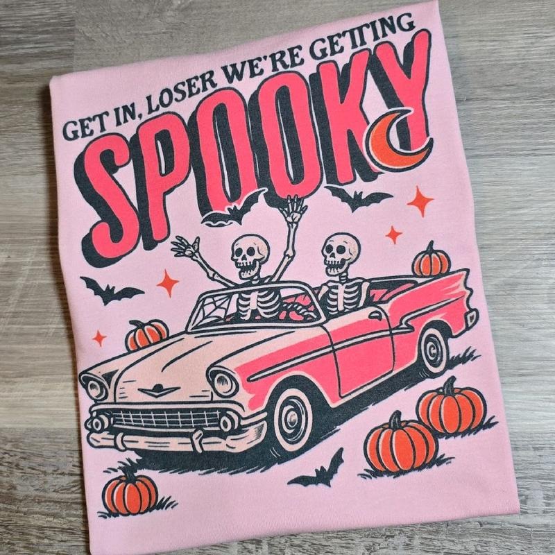PINK Get in loser were getting spooky Graphic Tee Hoodie, Sweatshirt | DripVista.com