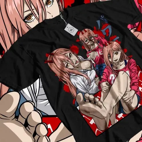 POWER T-Shirt Chainsaw Man Makima Denji Anime Manga Waifu Sweater Gift Shirt