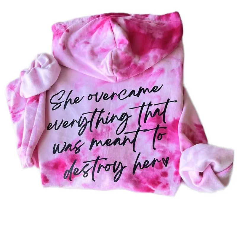 POWHERFUL Pink Tie Dye Cute Graphic Hoodie - Comfortable Design, Ideal for Women's Wear Sweatshirts Pullover Soft Cotton...