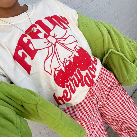 PUFF 'Berries & Bows' T-Shirt, Feelin' Berry Good 3D PUFF Print, Comfort Colors Tee