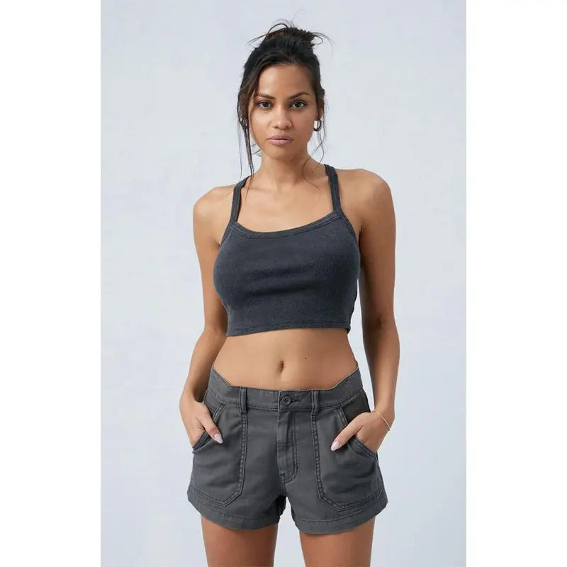 PacSun Women's Dark Gray Mid Rise Slouchy Workwear Shorts T-Shirts, Hoodie, Sweatshirt | DripVista.com