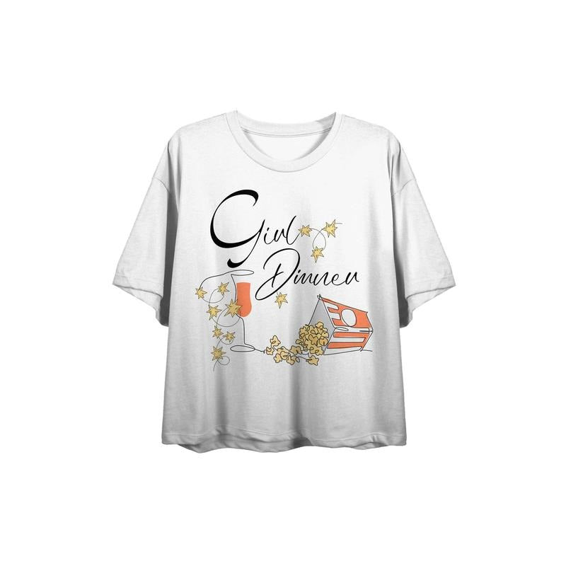 PacSun Women's Girl Dinner Popcorn & Wine Cropped T-Shirt Hoodie, Sweatshirt | DripVista.com