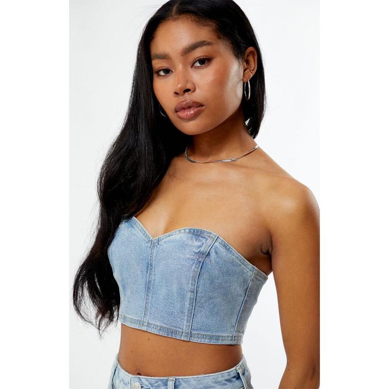 PacSun Women's Glitter Frost Denim Tube Top T-Shirts, Hoodie, Sweatshirt | DripVista.com
