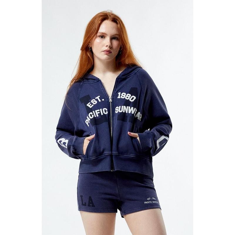 PacSun Women's LA Raglan Zip Up Hoodie T-Shirts, Sweatshirt | DripVista.com