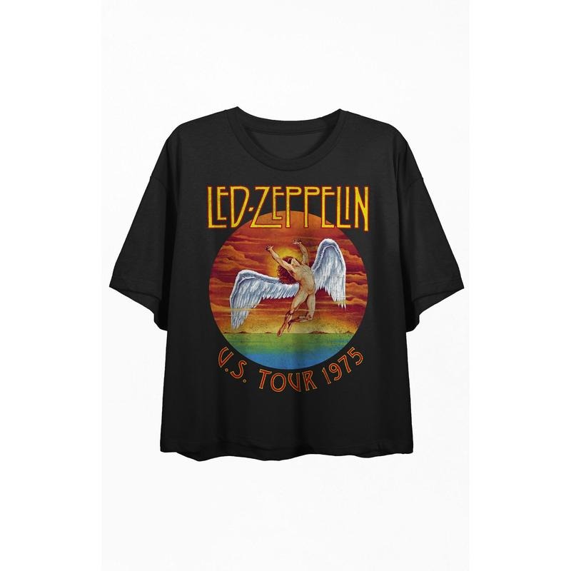 PacSun Women's Led Zeppelin US Tour 1975 Cropped T-Shirt Hoodie, Sweatshirt | DripVista.com