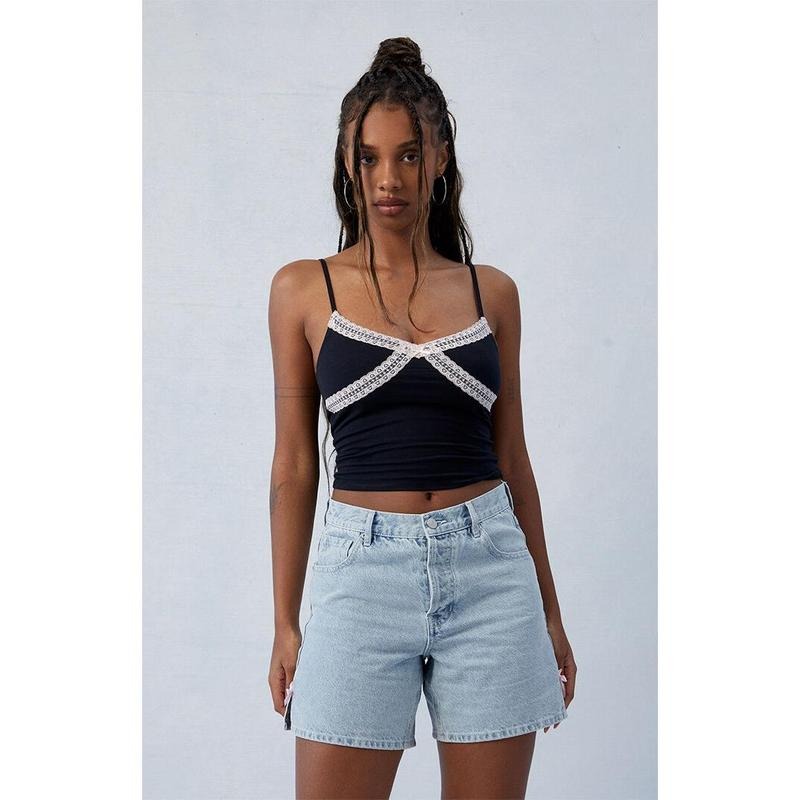 PacSun Women's Light Indigo Bow High Waisted Relaxed Jorts T-Shirts, Hoodie, Sweatshirt | DripVista.com