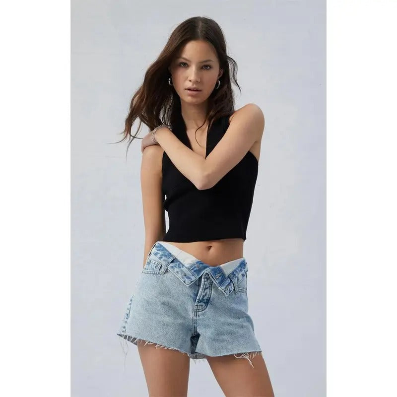 PacSun Women's Light Indigo Ripped High Waisted Denim Festival Shortsstyle{n002}2 T-Shirts, Hoodie, Sweatshirt