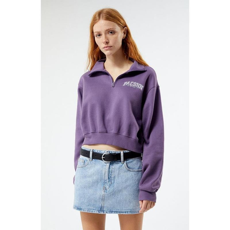PacSun Women's Los Angeles Half Zip Cropped Sweatshirt T-Shirts, Hoodie | DripVista.com