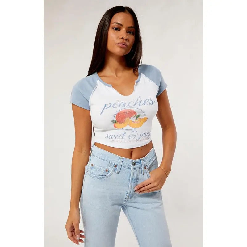 PacSun Women's Peaches Raglan T-Shirt Hoodie, Sweatshirt | DripVista.com
