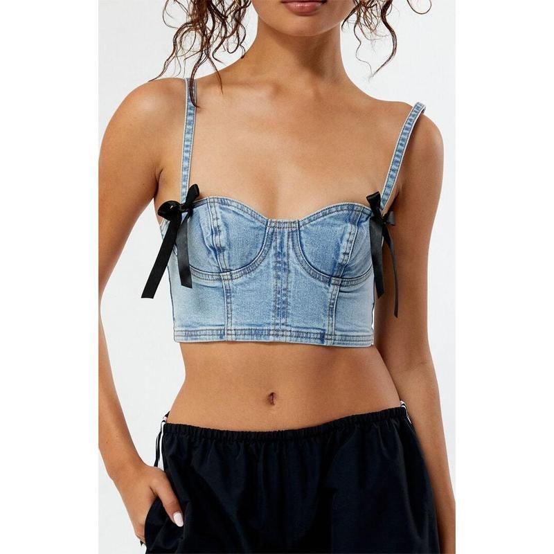 PacSun Women's Serafina Denim Corset T-Shirts, Hoodie, Sweatshirt | DripVista.com