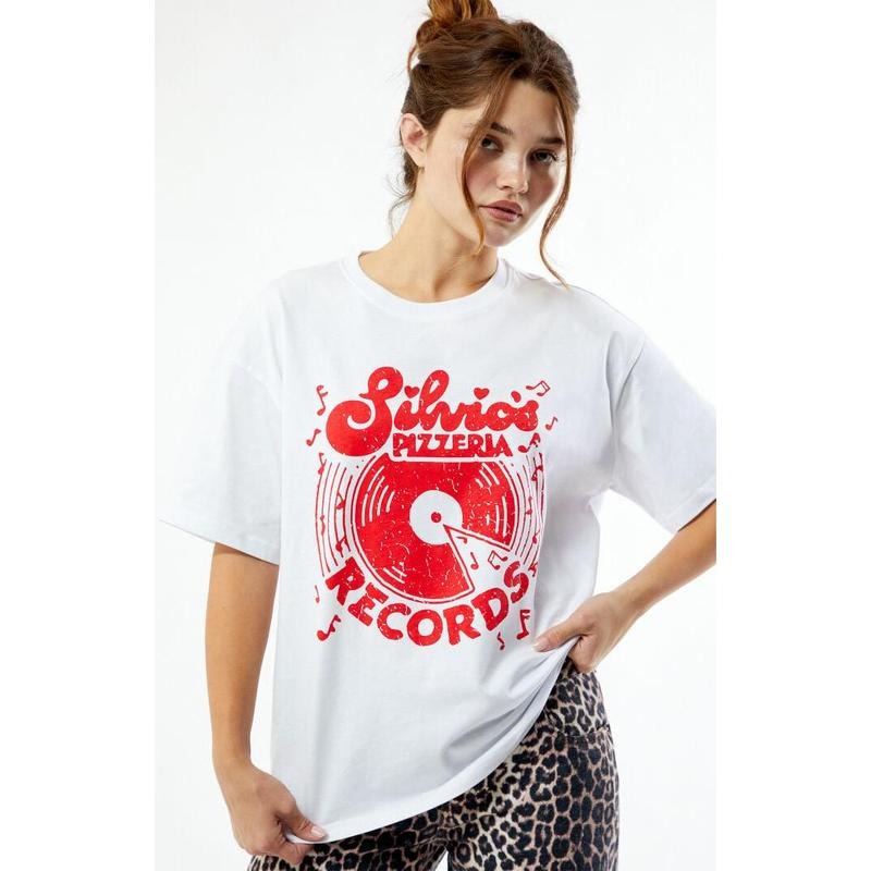 PacSun Women's Silvio's Pizza Records Oversized T-Shirt Hoodie, Sweatshirt | DripVista.com