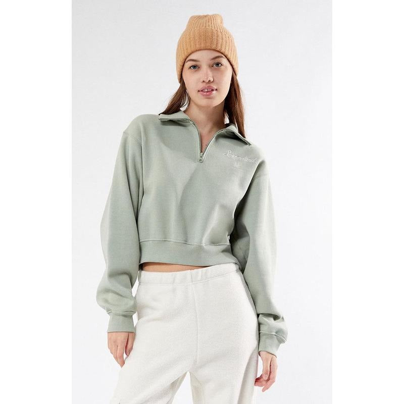 PacSun Women's Switzerland Half Zip Cropped Sweatshirt T-Shirts, Hoodie | DripVista.com