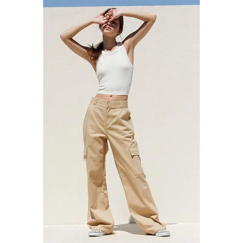 PacSun Women's Tan Fold-Over Waist Utility Cargo Pants T-Shirts, Hoodie, Sweatshirt | DripVista.com