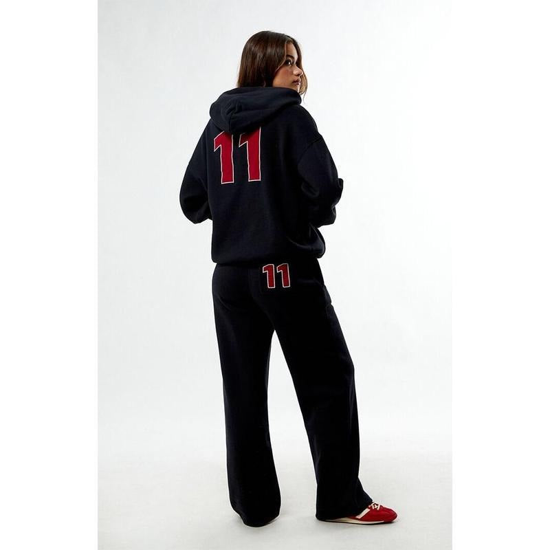 Pacsun Women's 11 Embroidered Oversized Hoodie T-Shirts, Sweatshirt | DripVista.com