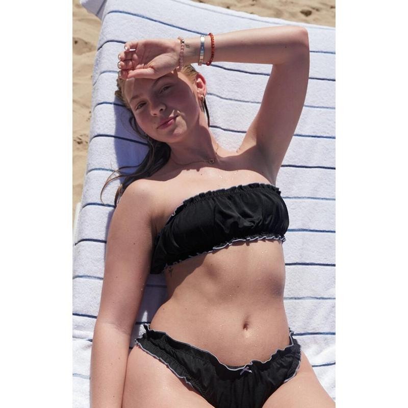Pacsun Women's Black Arietty Shirred Bandeau Bikini Top T-Shirts, Hoodie, Sweatshirt | DripVista.com