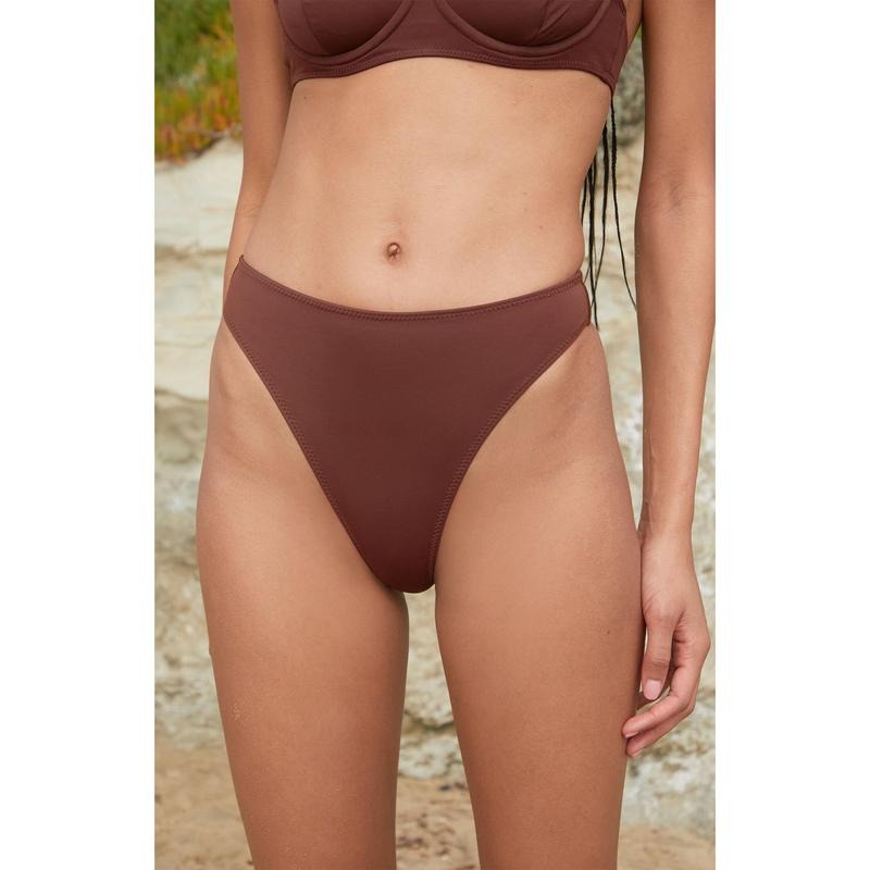 Pacsun Women's Brown Poppy High Waisted Bikini Bottom T-Shirts, Hoodie, Sweatshirt | DripVista.com