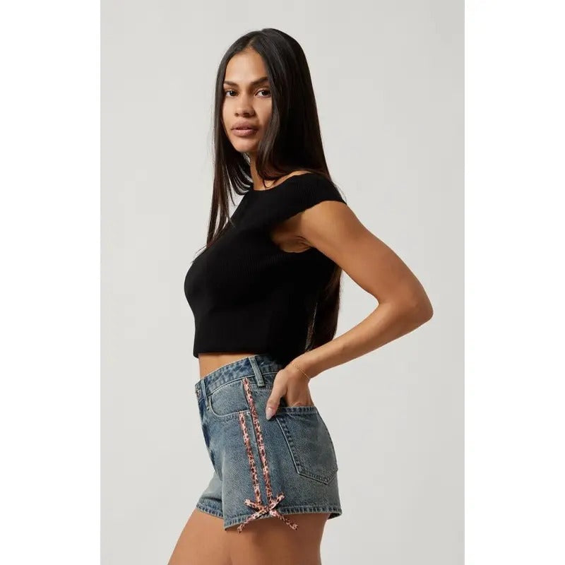 Pacsun Women's Cheetah Stripe High Waisted Denim Festival Shorts T-Shirts, Hoodie, Sweatshirt | DripVista.com