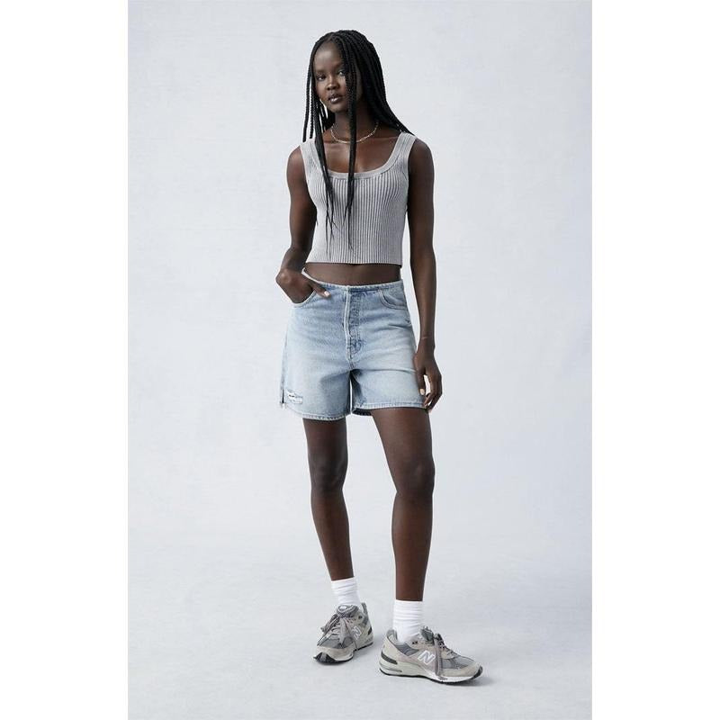 Pacsun Women's Eco Light Indigo Ripped High Waisted Relaxed Jorts T-Shirts, Hoodie, Sweatshirt | DripVista.com
