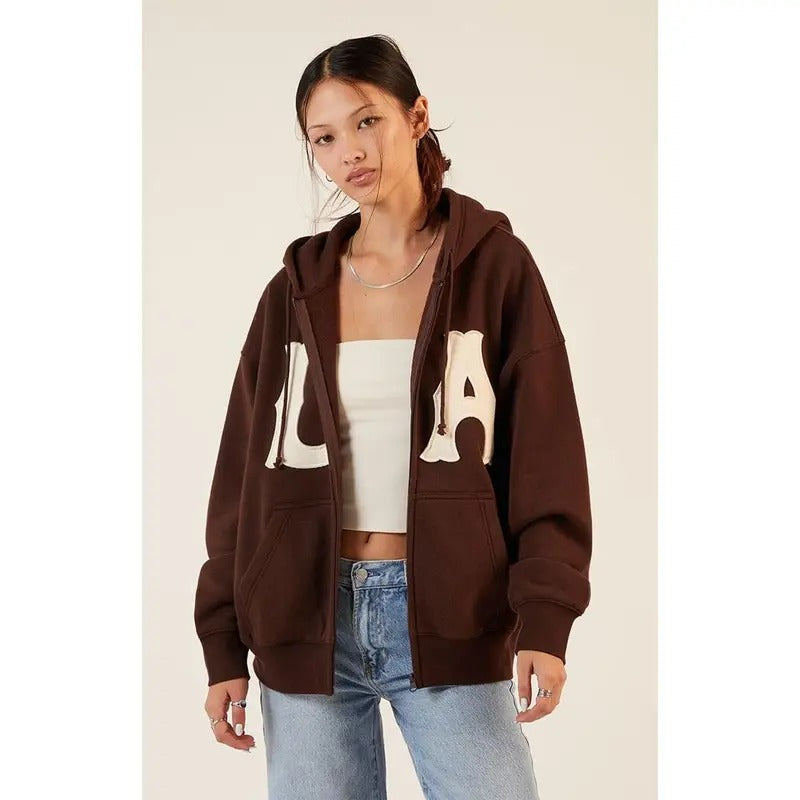 Pacsun Women's LA Zip Up Hoodie T-Shirts, Sweatshirt | DripVista.com
