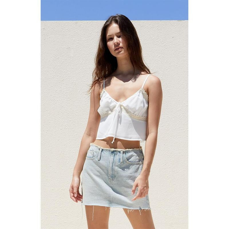 Pacsun Women's Light Indigo Low Rise Frayed Denim Mini Skirt - Multicolor T-Shirts, Hoodie, Sweatshirt | DripVista.com