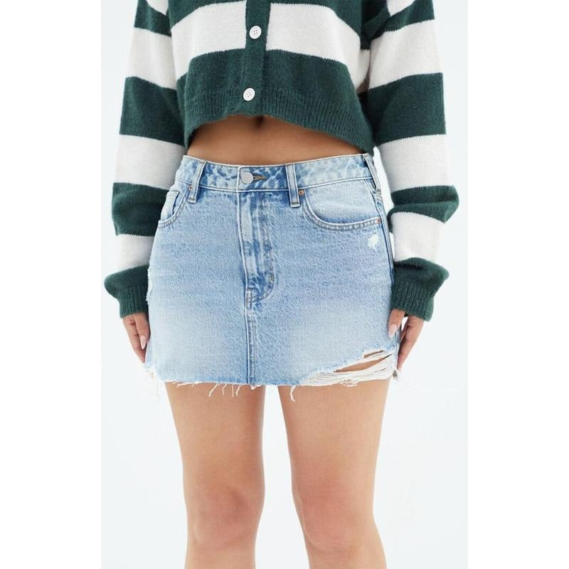 Pacsun Women's Medium Indigo Low Rise Ripped Denim Mini Skirt - Multicolor T-Shirts, Hoodie, Sweatshirt | DripVista.com